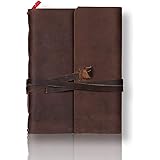 prastara Leather Journal Writing Notebook - Antique Handmade Leather Bound Daily Notepad for Men & Women Ruled Paper 8X6X2 Inches, Travel Diary to Write in (Brown) with Free Beautiful Pocket Diary