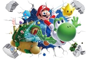 NVWANG Sticker Mural Mario Décorations Murales Super Mario Mario Décoration Murale Porte Super Mario Bros Muraux pour Chambres pour Enfants