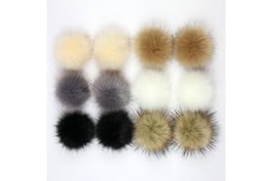 PVEATH Kunstfell-Bommel, 14 Stück Pom-Bälle mit elastischem Gummiband, 7,9 cm, DIY-Kunstfell, flauschiger Pom für Hüte, Schlüsselanhänger, Schals, Handschuhe, Taschen, Zubehör (hellbraun)