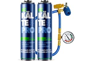 KALTEPRO KLIMA ALL-IN-ONE SET – R134a refrigerant with oil, sealant, dryer and UV dye | 500 ml | for cars 1995–2016 | EU quality (2 cans + hose)
