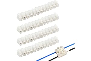 NOENAENI 4Pack 30A Electrical Connector Blocks, Electrical Terminal Connector Strips, 30 Amp 12 Way White Terminal Block Strips, Electric Wire Chocolate Chock Blocks Connecting for Wiring Cable