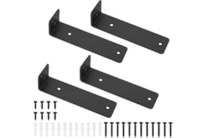 BJBJJIU 4 Pezzi Staffe per Mensole Pesanti, Reggi Mensola da Muro, Staffa per Mensola, Staffe a L in Metallo, Staffe di Supporti per Scaffali, Mensole in Legno Montate a Parete, Nere, (5.9 pollici/150 mm)