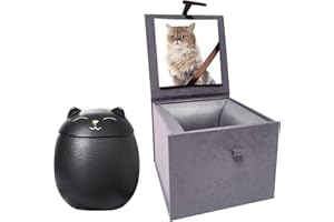 UMBERDOM Matte Ceramic Cat Ashes Urn - Handicrafted Keepsake Memorial Gift, Black