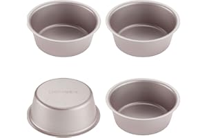 CHEFMADE Mini Forma do ciasta z serem, 4 cale 4 sztuki, okrągła, nieprzywierająca do pieczenia ciasta i chleba, do pieczenia w piekarniku i w garnku błyskawicznym (szampańskie złoto)