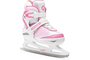 ATTABO Łyżwy Dziecięce Rekreacyjne Girl | Regulacja Rozmiaru, Wytrzymałe Ostrza ze Stali Nierdzewnej | Ciepłe i Komfortowe Łyżwy Hokejowe do Nauki Jazdy | Białe/Różowe