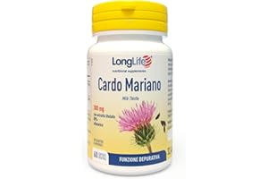 LongLife® Cardo Mariano 300 mg | Estratto vegetale titolato all'80% in silimarina | Funzione depurativa | Fino a 2 mesi di trattamento | Senza glutine e vegano