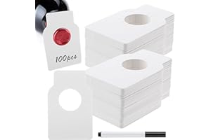 100 Pieces Wine Bottle Labels, Aster Wine Bottle Tags Wine Cellar Labels Double Sided Wine Bottle Hanging Tags with Marker Pen Reusable Custom Bottle Neck Gift Tags for Champagne(White)