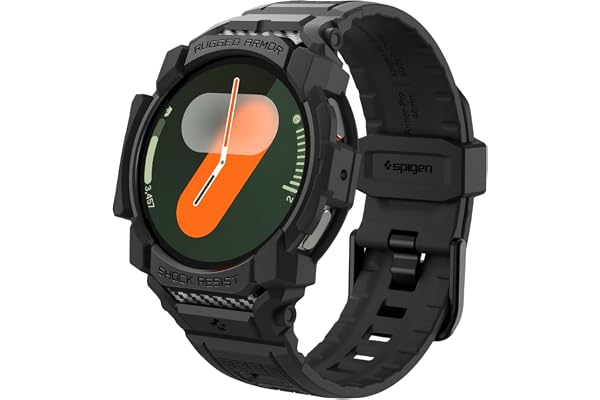 Spigen Rugged Armor Pro-fodral och armband kompatibelt med Samsung Galaxy Watch 7 40 mm (2024) - matt svart, Matt