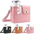 Water Bottle Crossbody Bag for Stanley, Portable Water Bottle Carrier Bag Outdoor Cup Holder with Adjustable Shoulder Strap-Pink