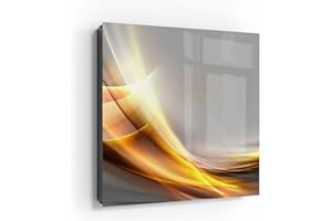 ‎DEQORI DEQORI Schlüsselkasten schwarz | 30x30 cm | Motiv Glänzende Lichtreflexe | Glas & Metall Schlüssel-Box | Schlüsselschrank mit 50 Haken + 2 Magnete | Moderne Box magnetisch & beschreibbar