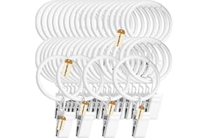 Lsgoodcare Vorhang-Clips mit Ringen weiß, 40Pcs starke Metall dekorative Vorhang-Clip 1,26 Zoll, rostfrei Drapery Clip Ringe Mehrweg