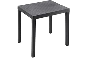 Spetebo Table de jardin rectangulaire en plastique 78 x 65 cm – Anthracite – Table de camping au design classique – Table de balcon, table de terrasse, table d'extérieur pour l'extérieur