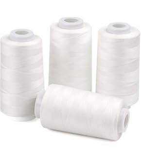 12 Rollen Nähgarn Weiß - 1000 Meter Pro Rolle Für Nähmaschine & Handarbeit
