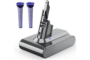 BATTOOL V7 Batterie pour Dyson, Pile 6000mAh pour SV11, V7 Motorhead, V7 Animal, V7 Cord Free, V7 Trigger, V7 Fluffy, V7 Mattress, 6,0 Ah Batterie au Lithium avec Deux Filtres