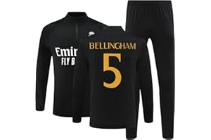 CHMORA 2023 Madrid Bellingham Maillot de Foot Vêtements de Sport à Manches Longues pour Hommes et Enfants Survetement de Football Club Football Entrainement Sports Unisexe 2 Pièces