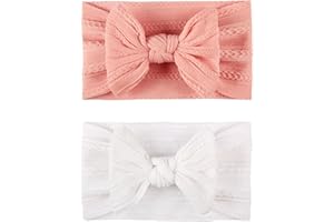 HALIT Baby Headband hair bows 2pcs Newborn Headbands Baby Headbands Hair Bands, Baby Girl Bows, Newborn Baby Nylon Headbands with Bows Hair Accessories