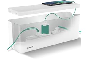 ACROPAQ Scatola Porta Cavi - Grandi (40,6 x 15,6 x 13,4 cm), Scatola per nascondere cavi e ciabatte, Bianco - Cable box, Cable management box
