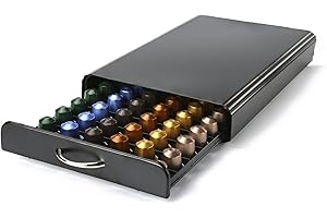 HiveNets Nespresso Uchwyt na kapsułki do kawy pod metalową szufladą do przechowywania na 60 szt