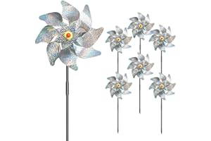 WOSYNM Pack of 6 Wind Turbines, Bird Repellent, Windmill, Bird Repellent, Pigeon Repellent, Balcony, Garden, Yard, Bird Repellent, Reflective Wind Turbines, Bird Deterrent, Bird Repellent to Protect Garden,