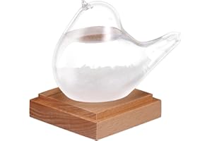 KONESKY Weather Predicting Storm Glass,Bird Shape Storm Glass Weather Forecast Bottle Weather Station with Wooden Base,Weather Stations for Home Office Accessories Valentine's Day Gift for Men-Medium