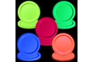 APUXXJUPA 50 Pcs Colorful Neon Party Plates - Glow in The Dark Supplies Neon Birthday Paper Plates for Let's Glow Party Decorations Halloween, 23 x 23 cm