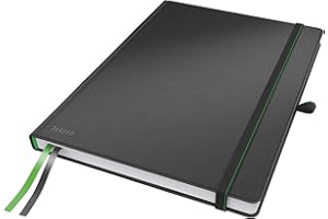 Notatnik Leitz Complete Quality A4 w kratce, 160 stron, 80 arkuszy, twarda oprawa z wysokiej jakości okładką, papier 100 g/m² z certyfikatem FSC, zapięcie, zakładka, pętelka na długopis, 44710095