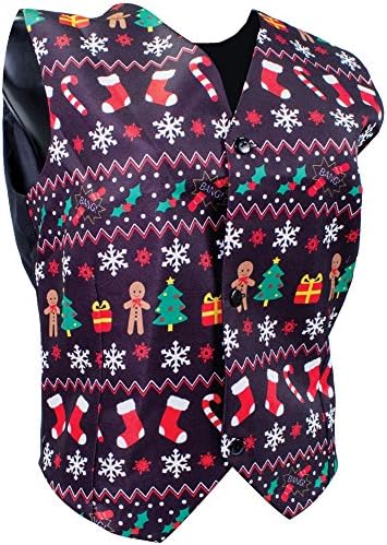 Christmas Mens Festive Print Workshop Branded Polyester Waistcoat