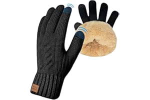 LuminBlaze Handschuhe Damen Winter Thermo Warme Touchsreen Handschuhe mit Dicke Winddicht Fleece Elastische für Skifahren Radfahren Doppelschicht Sherpa Geschenk für Frauen