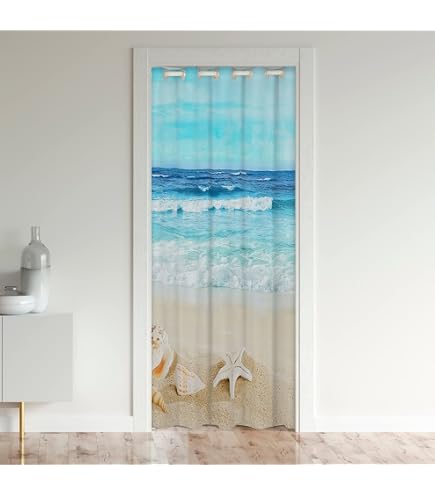 Verdunkelungsvorhang Mit Ösen – Ozean-Wellen-Muster, 120x200 Cm, Thermoisolierend & Schalldämmend