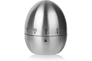 ACOMTUO Timer a Forma di Uovo, Timer da Cucina, Nessuna Batteria Richiesta, Ripristina, Timer da Cucina Meccanico in Acciaio Inox, per Panificazione, Pasticceria, Cottura, Sport