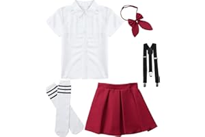 JanJean Enfant Fille Ensemble Tenue Écolière Japonaise Uniforme Scolaire Cosplay Marin Costume Carnaval Top Manches Longues/Courtes Schoolgirls 3-16 Ans