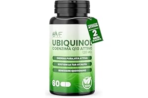 PARAFARMACIA, ORGANIC VITAMINS & FOOD OVF Coenzima Q10 Attivo Ubiquinolo 120mg, 60 Capsule Vegetali, per Vitalità e Benessere, Coenzyme Q10 Integratore Alta Biodisponibilità, Q10 Coenzima per Performance Fisica, Vegan e Made in Italy