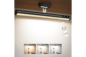 Moslumin lampara led escritorio recargable, 4000mAh barra de luz armario a pilas sin cable con magnetica y mando, luces pared bateria inalambrica para cocina, baño espejo, mesita noche, estanteria