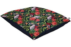 rucomfy Beanbags Pouffe - Bold Tropical Pelican Summer Print - Large Footstool Ottoman for Garden Furniture Seating or Sun Lounging - Water Resistant Machine Washable - 55 x 38cm (PRIO-FR-POU-TRPEL)