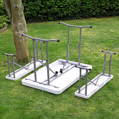 Vanage Bierzeltgarnitur klappbar in weiß – Gartenmöbel-Set inkl. 2 Bierbänke & Biertisch – Maße der Festzeltgarnitur: 113 x 68 x 72 cm – Biertischgarnitur geeignet für Veranstaltungen, Feiern, Camping, Garten, Terrasse und Balkon - 5