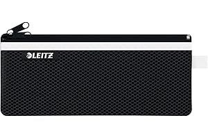 Leitz, Saszetka Podróżna Leitz WOW, z Suwakiem i 2 Kieszonkami, Nylonowa, Produkt Można Prać, Idealna Jako Piórnik, Rozmiar M (21 x 8.5cm), Kolor Czarny, 40120095