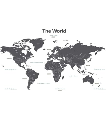 World Map Wall Mural – 4 Panels, 12ft X 8ft, Strippable Non-Woven, Educational Decor - View #9