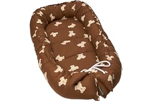 MOLIS & CO molis&co. Nido per bebè 90 x 50 cm. Riduttore per culla o Co-sleeping Nest per neonati. Cotone. Lettino portatile o da viaggio per neonati. OEKO-TEX 100. (Teddy Mocca)
