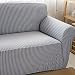 Produktbild HYSENM 1/2/3/4 Sitzer Sofabezug Sesselbezug Bambus-Baumwolle unempfindlich rutschfest anti-Pilling , Grau+Weiß 4 Sitzer 235-300cm