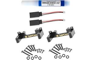 RampCrab Servo Mount Bracket for FXC24, Adjustable Servo Mount tray, 1/24 RC Car Steering Servo Mount for FMS FCX24 Power Wagon Butcher & Max Smasher Big Foot, K5 Upgrade Parts, Brass, Black 2P