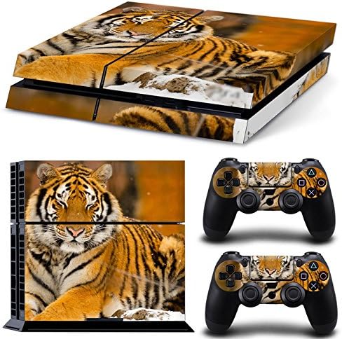NoveltyThunder® - Skin Sticker Cover For PS4 Playstation 4 Console Decal Set Vinyl + 2 Controller Skins (Lion Tiger)