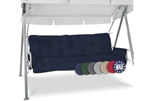 Beautissu Cuscini per dondoli e altalene da Giardino Flair HS - 180x50x8 cm - 2 braccioli e Un soffice Cuscino Grande - blu scuro