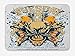 Produktbild JIEKEIO Skull Bath Mat, Scary Skeleton Head Fishes Tuesday Thirteen Unlucky Day Color Splashes, Plush Bathroom Decor Mat with Non Slip Backing, 23.6 W X 15.7 W Inches, Blue Pale Yellow Orange