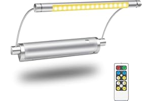 ‎HONWELL HONWELL Bilderleuchte LED Batteriebetrieben Wandleuchte mit Fernbedienung Uplight, Drehbare Lichtköpfe mit Timer-Dimmer, Kunstlichter für Gemälderahmen Wandspiegel Artwork - Silber