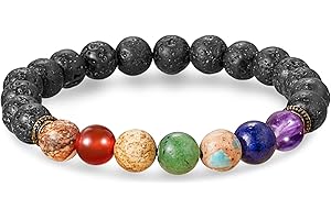 Farfume Pulseras de chakra para mujer - Pulsera de cristales de piedras curativas para mujer Piedras preciosas naturales Yoga Reiki Brazalete - Un juego de pulseras dobles