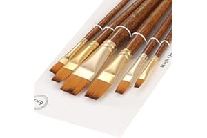 Silithus Paint Brushes 6 Pieces Set, Professional Fine Tip Paint Brush Set Round Pointed Tip Nylon Hair artist acrylic brush for Acrylic Watercolor Oil Painting (Flat)