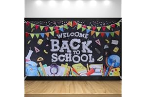Cachpib Welcome Back To School Banner 70 x 40 Zoll Erster Tag Schule Party Dekoration Klassenzimmer Banner Poster für Schule Klassenzimmer Kindergarten Vorschule Grundschule Mittelschule