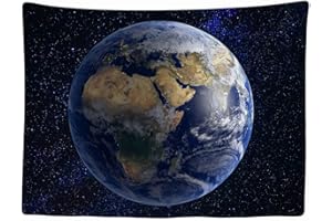 Ulticool - Erde Heelal Natur Planeten Sterne - Wandteppich - 200x150 cm - Groß - Wandteppich - Poster Leinwand - Zubehör für Schlafzimmer Wohnzimmer Kinderzimmer - Blau
