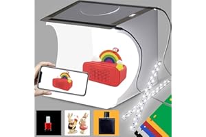 DUCLUS Mini Photo Studio Light-box, Portable Folding Photography Lighting Tent Kit with 40 LED Lights + 6 Color Backdrops for Small Size Products Photography