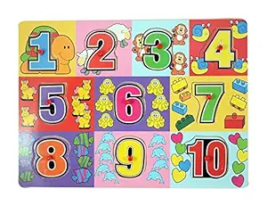 Instabuyz 1 to 10 Premium Wooden Puzzle / Educational Toy with Knobs for Children